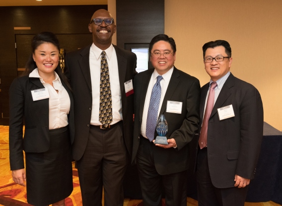 CMCP Drucilla Stender Ramey Award Photo with Mike Madokoro, Hannah Mohrman, Jimmy Park