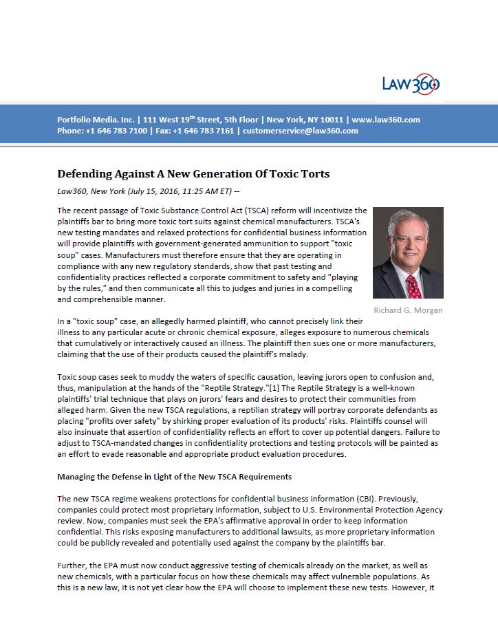 Defending Against A New Generation of Toxic Torts